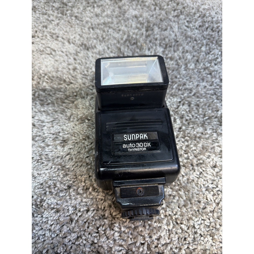 Sunpak Auto 30DX Flash w MX-2D Minolta Adapter Vintage Camera Flash Untested